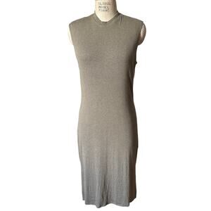 NOMIA Midi Mockneck Dress in Khaki Green Brown Size Large